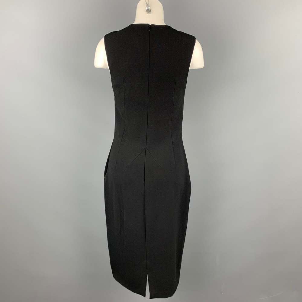 DOLCE & GABBANA Size 8 Black Wool Blend Scoop Neck A-Line Dress - Picture 4 of 5